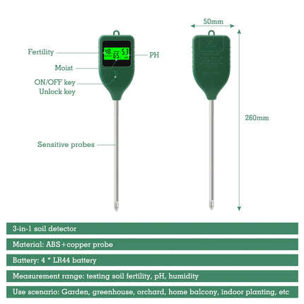 Yieryi 3 in 1 Soil PH Meter